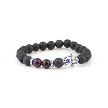 Hamsa Lava Beaded Bracelet